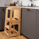 Tour d'apprentissage Montessori Aide de cuisine Tour d'apprentissage polyvalente 3 en 1 pour les enfants âgés de 1 an et plus - Aide de cuisine pliable avec planche, table et chaise"