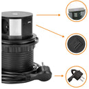 ORNO GM-9017 Tischsteckdose Versenkbar Ø10cm mit Induktionsladegerät, 2 USB-Anschlüsse (A, C) 1,5 m Kabel mit Kabelverschraubung