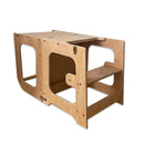 Tour d'apprentissage Montessori Aide de cuisine Tour d'apprentissage polyvalente 3 en 1 pour les enfants âgés de 1 an et plus - Aide de cuisine pliable avec planche, table et chaise"