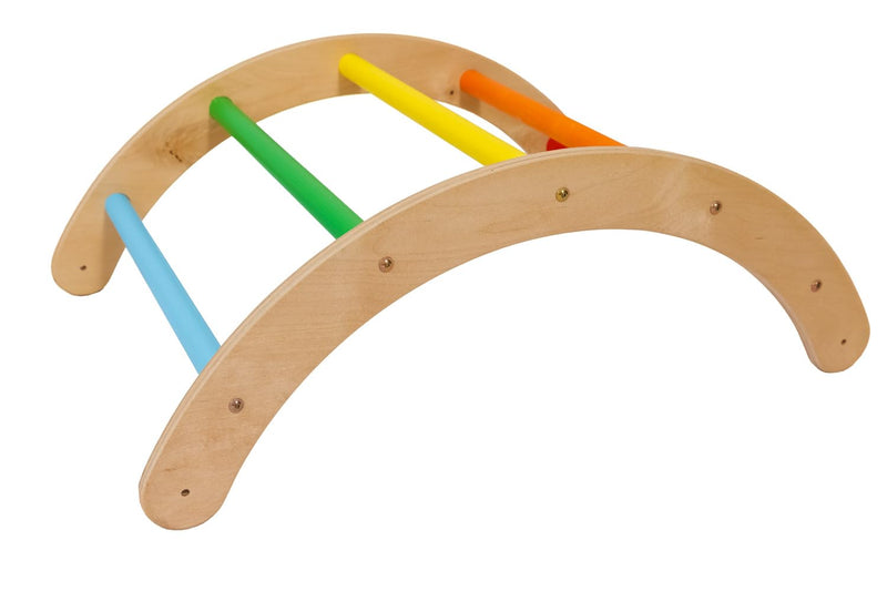 LATRANS Kletterdreieck mit Rutsche und Kletterbogen - Indoor-Klettergerüst für Kleinkinder ab 1 Jahr - Pikler-inspiriertes Kletterspielzeug Pstell und  Grille ( Rainbow) Farben Hergestellt im EU