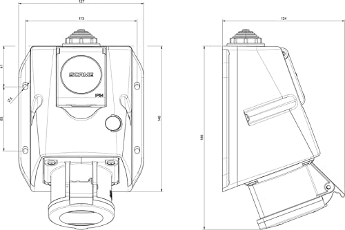 Aufputz Kombi Steckdose 5X32 CEE 3P+N+E 6h und Schuko Steckdose mit Abdeckung IP44/IP54 250V-400V im voraus verbinet