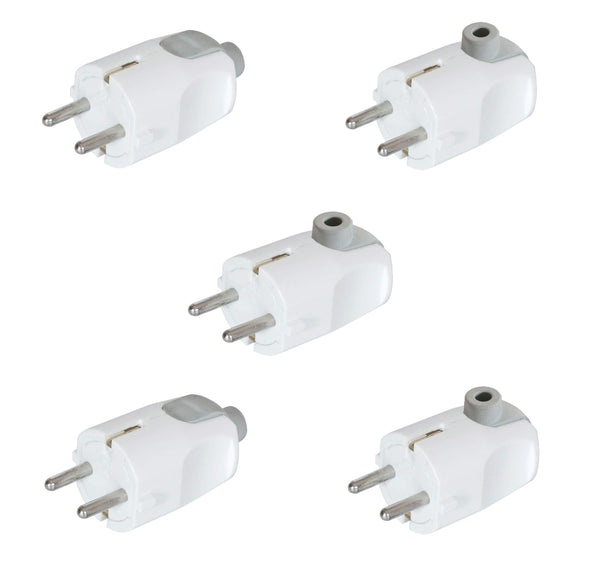 5 Stück Schuko Stecker Winkel Schutzkontakt Stecker 220v Winkel Steckdosenstecker Weiss IP20 16A~250V (5)