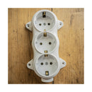 Prise-FIXE retro -3 voies-16A-250V-montage-en saillie-laiton-épais blanc RETRO Bakélite-LOOK ANCIEN