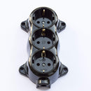 Prise-FIXE retro -3 voies-16A-250V-montage-en saillie-laiton-épais noir RETRO