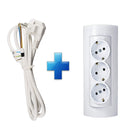 Prise Schuko en saillie, triple avec câble de 1,5 mètre 3x1,5 mm