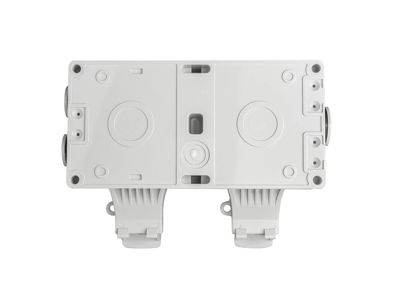 Surface-mounted Deuchtraum Schuko sockets 1-fold or 2-fold IP66 even when the plug is in operation (2-fold Schuko socket IP66)