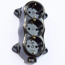 Prise-FIXE retro -3 voies-16A-250V-montage-en saillie-laiton-épais noir RETRO