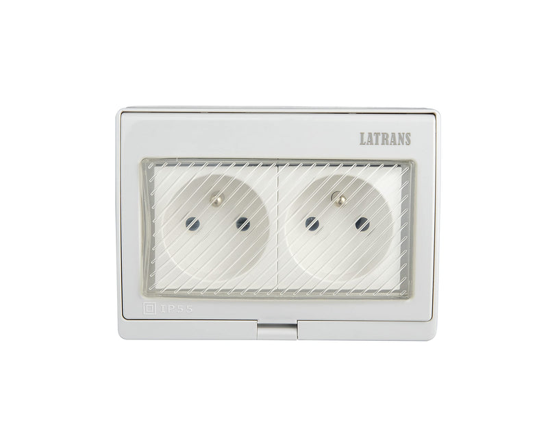 Surface-mounted wet room French standard sockets and changeover switches with 1-...