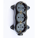 Prise-FIXE retro -3 voies-16A-250V-montage-en saillie-laiton-épais noir RETRO