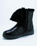 LATRANS Damen Schwarz Leder Winter Stiefeletten Flach Reißverschluss Wasserdicht Warm Winter Stiefeletten (36 EU)