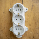 Prise-FIXE retro -3 voies-16A-250V-montage-en saillie-laiton-épais blanc RETRO Bakélite-LOOK ANCIEN