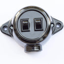 Interrupteur en saillie double série support interrupteur rotatif/inverseur, 10A/250V, IP20 noir RETRO Bakélite LOOK OLD