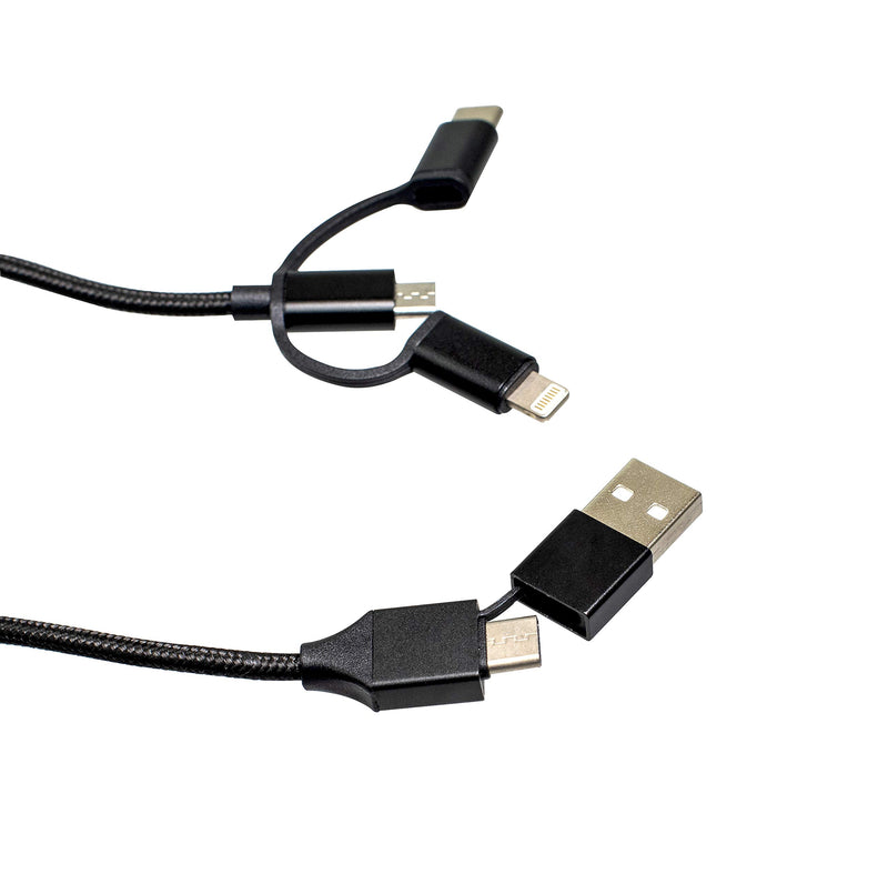 Latrans flush-mounted Schuko socket with USB C 2400mA and 4 in 1 universal charging cable for all smartphones, tablets, digital cameras, MP3 etc.