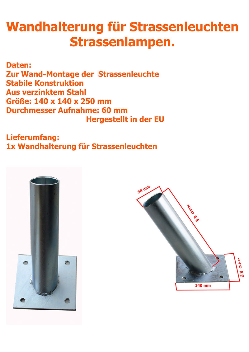 Wandhalterung für Strassenlampen LED Strassenleuchte/Strassenlampe (Wangalterung für Strassenlampe 60mm)