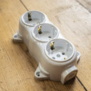 Prise-FIXE retro -3 voies-16A-250V-montage-en saillie-laiton-épais blanc RETRO Bakélite-LOOK ANCIEN
