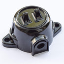 Interrupteur en saillie double série support interrupteur rotatif/inverseur, 10A/250V, IP20 noir RETRO Bakélite LOOK OLD